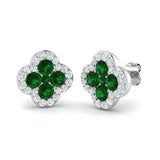 18k White Gold 1.59ct Natural Emerald Earrings with Diamonds