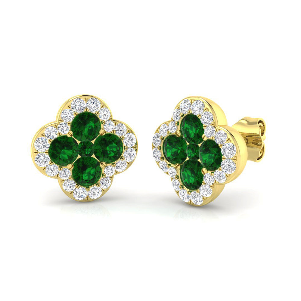 1.59ct Natural Diamond Round Cut Stud Earrings in 18K Yellow Gold