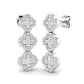 "Enswey Luxury Gold Clover Diamond Earrings - 1ct to 1.5ct Elegance"