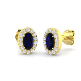 9ct Yellow Gold 0.89ct Natural Blue Sapphire Earrings