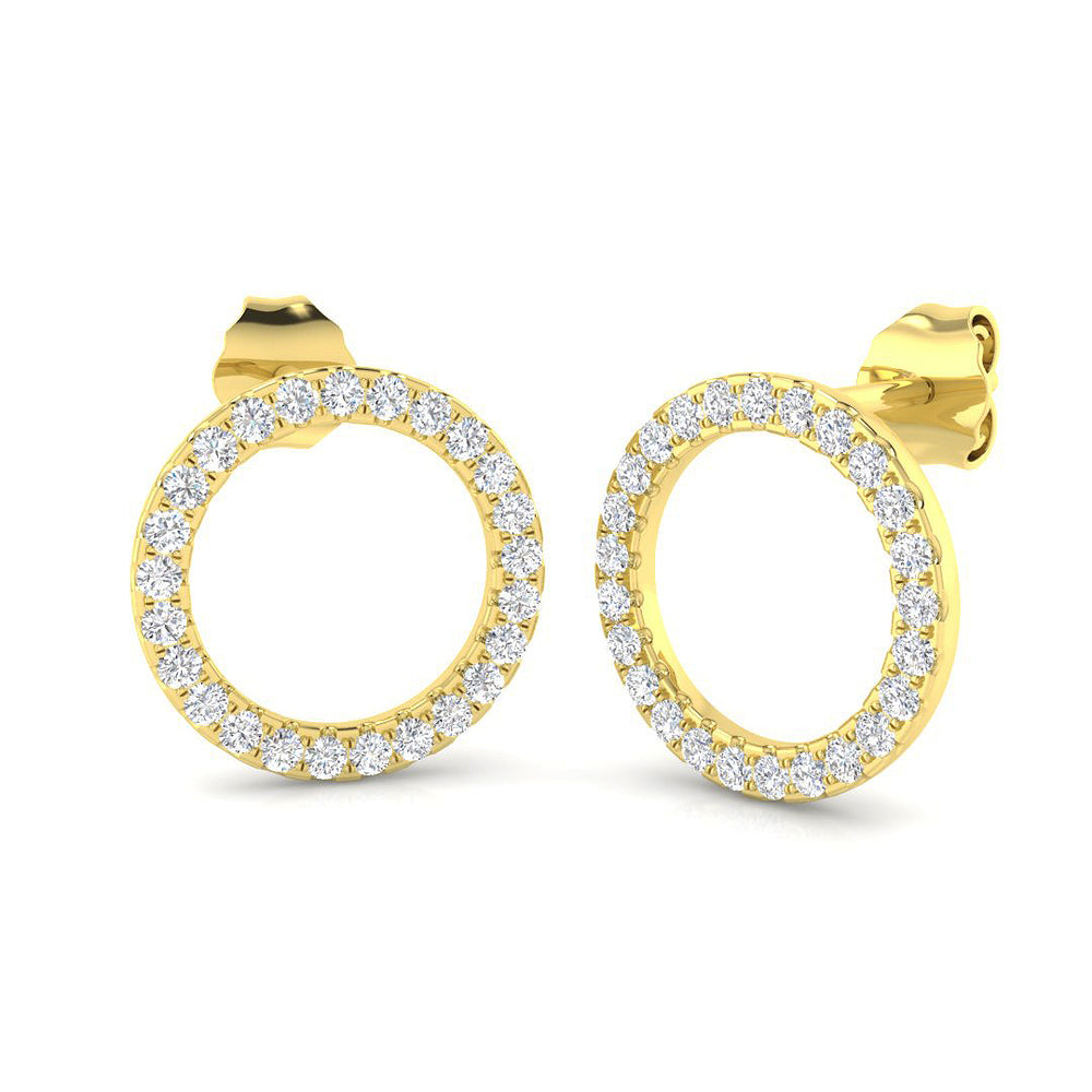 0.39ct Natural Diamond Round Cut Stud Earrings in 9K Yellow Gold