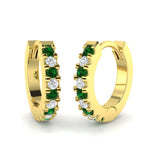 Hoop Earrings - Erkby Emerald and Diamond 0.25ct Gold