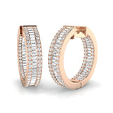 Hoop Earrings with Triple Row Diamonds | 2.5ct-3.5ct