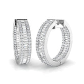 Hoop Earrings with Triple Row Diamonds | 2.5ct-3.5ct