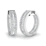 Hoop Earrings with Triple Row Diamonds | 2.5ct-3.5ct