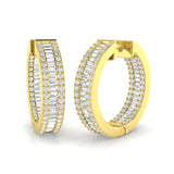 Hoop Earrings with Triple Row Diamonds | 2.5ct-3.5ct