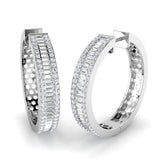 Hoop Earrings with Baguette and Round Diamonds | 2.5ct