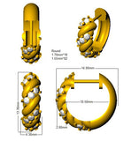 Boucles d'oreilles créoles torsadées en diamants naturels et de synthèse | Taille ronde, 0,30 carat