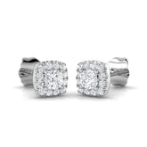 "Bay Halo Gold Diamond Earrings 0.33ct to 0.5ct - Elegant Luxury Jewels"