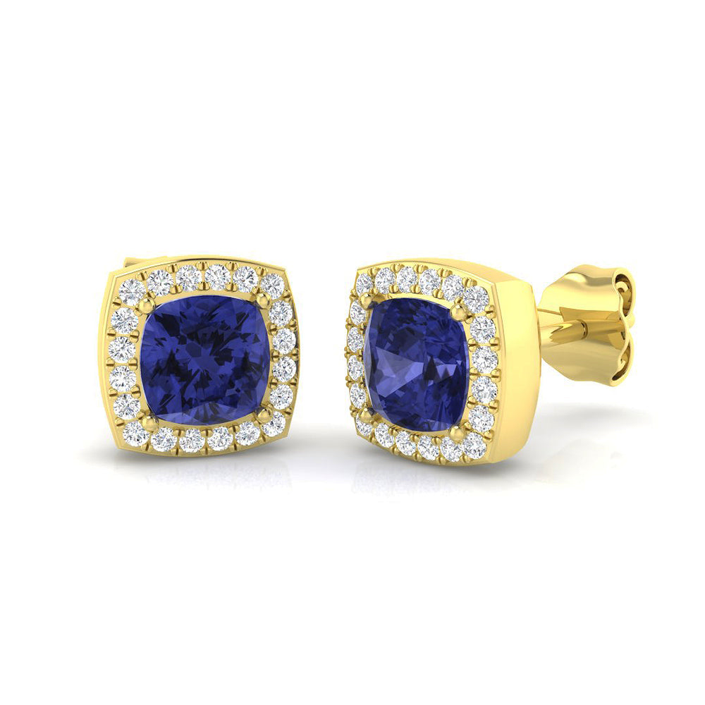 Tanzanite Diamond Halo Stud Earrings