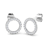 Elegant 0.50Ct Diamond Open Circle Stud Earrings in White Gold