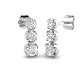 Erlty Luxury Gold Drop & Trilogy Diamond Earrings 0.5ct-1ct