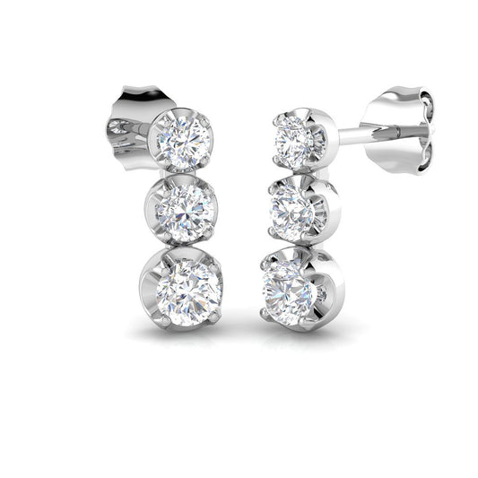 Erlty Luxury Gold Drop & Trilogy Diamond Earrings 0.5ct-1ct