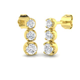Erlty Luxury Gold Drop & Trilogy Diamond Earrings 0.5ct-1ct