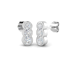 0.7 Carat D-E/VS Lab Grown Diamond Drop & Trilogy Earring 9k White Gold Ready To Ship