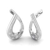 Elegant 0.33Ct Scattered Diamond Teardrop Twist Hoop Earrings