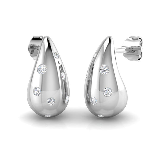 Beautiful 0.25Ct Scattered Diamond Teardrop Stud Earrings in White Gold