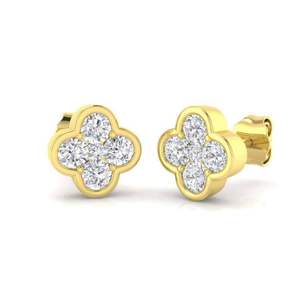 0.86ct Lab Diamond Round Cut Stud Earrings in 9K Yellow Gold