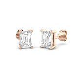 3.00 Ct DE/VVS Lab Grown Emerald Cut Diamond Stud Earring | Prong Set