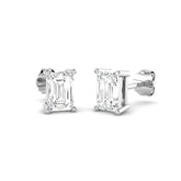 3.00 Ct DE/VVS Lab Grown Emerald Cut Diamond Stud Earring | Prong Set