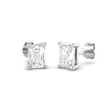 3.00 Ct DE/VVS Lab Grown Emerald Cut Diamond Stud Earring | Prong Set