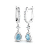 Lagoon Aquamarine Gold Diamond Earrings - Elegant Luxury Jewelry