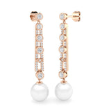 Lunsy Gold Pearl Diamond Earrings - Luxury 9ct Gemstone Elegance