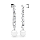 Lunsy Gold Pearl Diamond Earrings - Luxury 9ct Gemstone Elegance