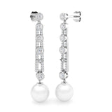 Lunsy Gold Pearl Diamond Earrings - Luxury 9ct Gemstone Elegance