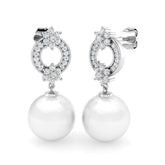 Lunty 11.5ct Gold Pearl Diamond Earrings - Elegant Luxury Jewelry