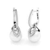 "Lunpy 10ct Gold Pearl Diamond Earrings - Elegant Luxury Jewelry"