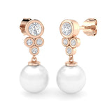 "Elegant Lunry Pearl & Gold Diamond Earrings - 8.5ct Luxury Jewelry"