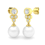 "Elegant Lunry Pearl & Gold Diamond Earrings - 8.5ct Luxury Jewelry"