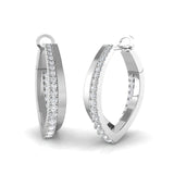 Stunning 0.50Ct Diamond V-Shape Pointed Hoop Earrings in White Gold