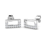 Elegant 0.10Ct Open Rectangle Diamond Stud Earrings in White Gold