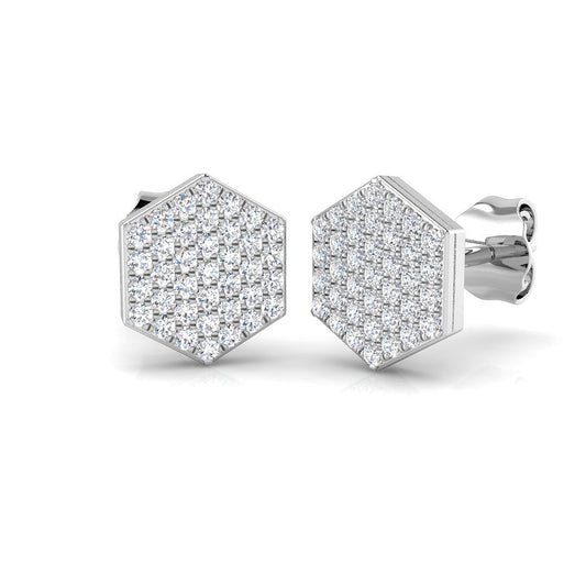 Sparkling 0.33Ct & 0.50Ct Hexagon Diamond Pavé Stud Earrings