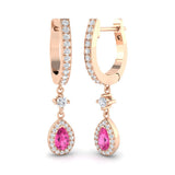 Lunwy 1ct Gold Pink Sapphire Diamond Earrings - Elegant Luxury Jewelry