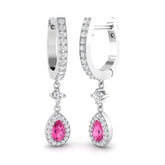 Lunwy 1ct Gold Pink Sapphire Diamond Earrings - Elegant Luxury Jewelry