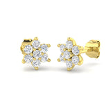 "Engpy Gold Cluster Diamond Earrings - Luxurious 0.5ct to 2ct Elegance"