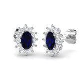 9ct White Gold 1.19ct Natural Blue Sapphire & Diamond Earrings