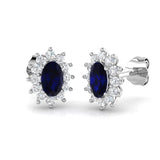 9ct White Gold 1.19ct Natural Blue Sapphire & Diamond Earrings