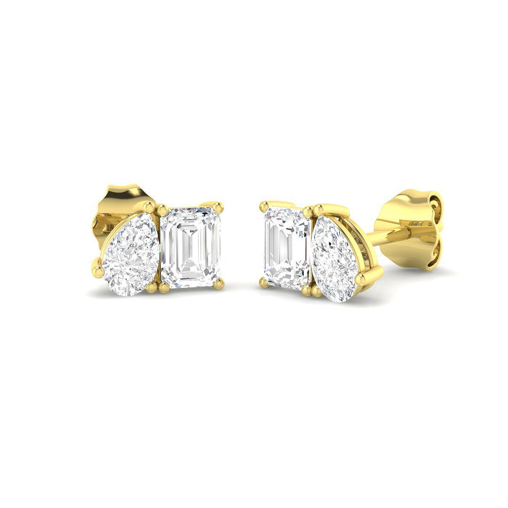 0.98ct Lab Diamond Pear Cut Stud Earrings in 9K Yellow Gold