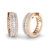 Hoop Earrings with Baguette and Brilliant Diamonds 1ct Solid Gold Design