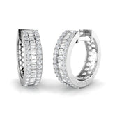 Hoop Earrings with Baguette and Brilliant Diamonds 1ct Solid Gold Design