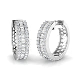 Hoop Earrings with Baguette and Brilliant Diamonds 1ct Solid Gold Design