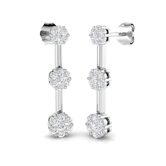Lupoy Gold Diamond Drop & Trilogy Earrings - 0.5ct Luxury Jewelry