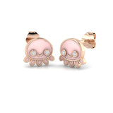 Adorable 0.15Ct Diamond Pink Jellyfish Stud Earrings in White Gold