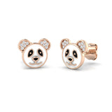Adorable 0.15Ct Diamond Panda Bear Stud Earrings in White Gold