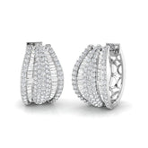 Hoop Earrings with Wide Multi Row Diamonds | 2ct Gold