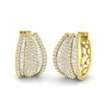 Hoop Earrings with Wide Multi Row Diamonds | 2ct Gold
